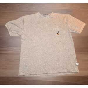 Vintage Mickey Mouse Solid Gray Pocket Tee Size Extra Large XL Disney World